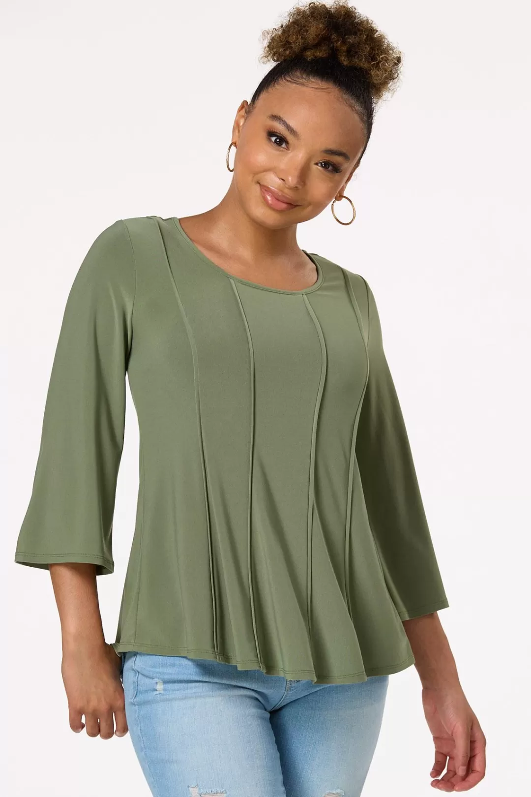 Cato Tops | Stretchy Seamed Front Top