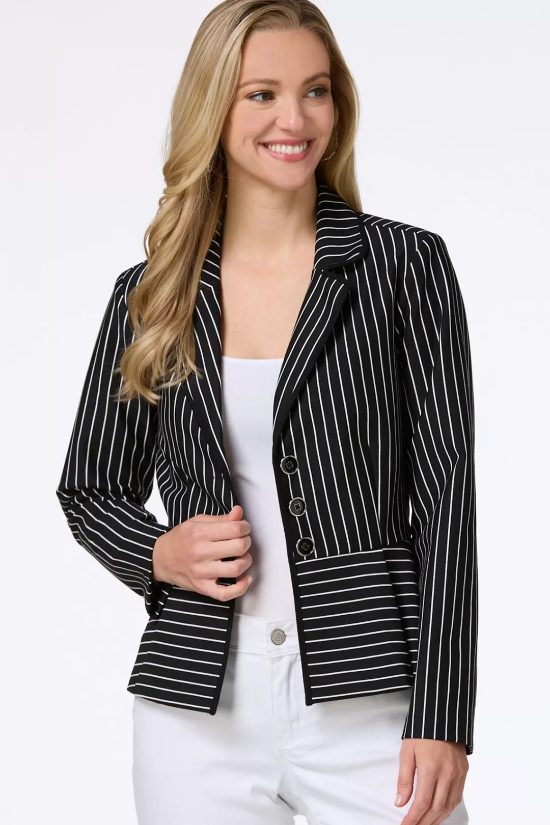 Cato Jackets & Vests | Stripe Peplum Blazer