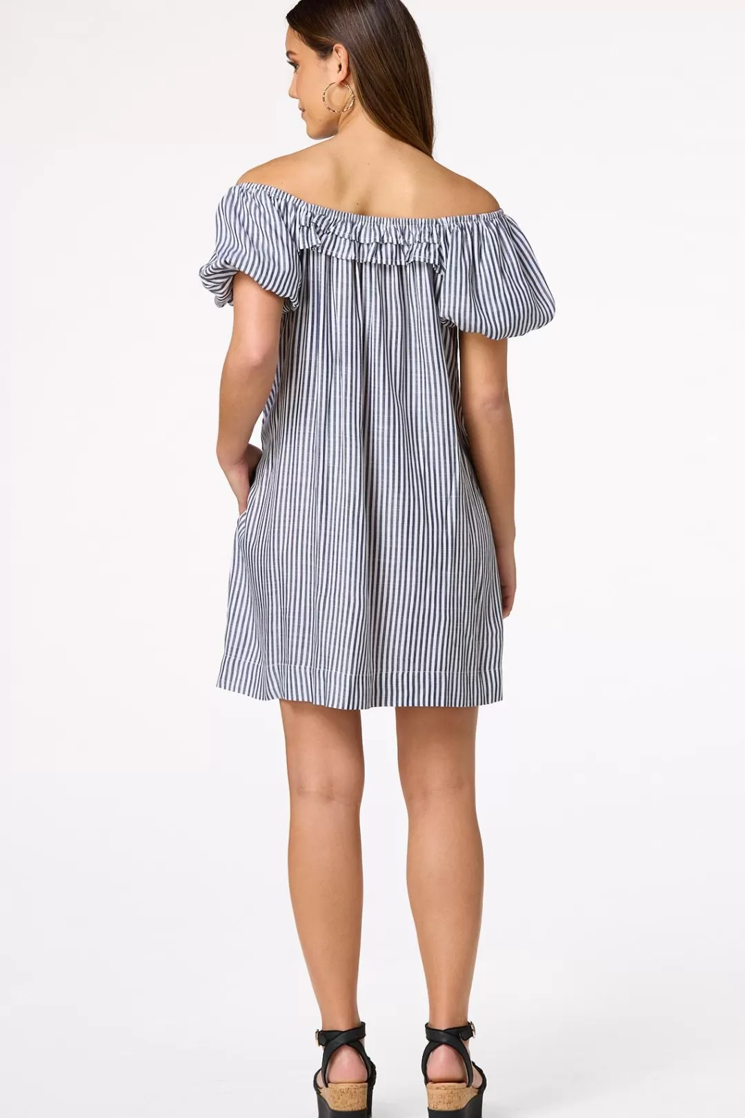 Cato Dresses | Stripe Puff Sleeve Dress