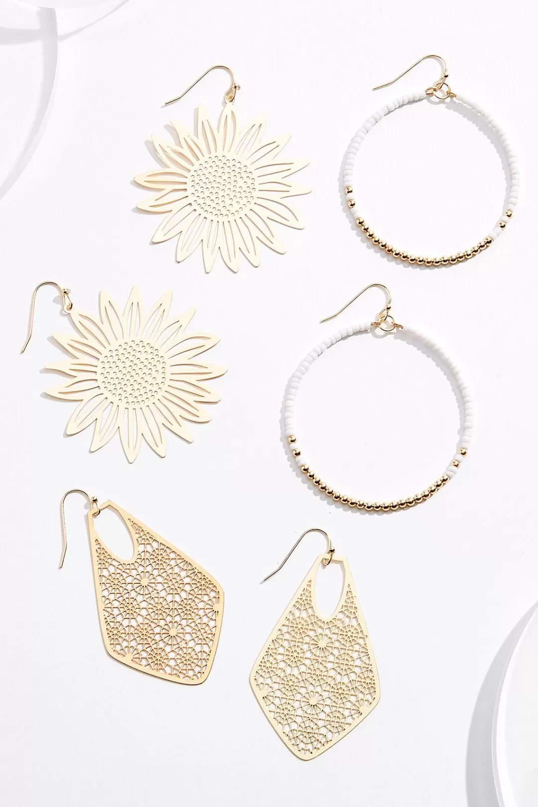 Cato Earrings | Sunflower Cutout Bead Earring Set