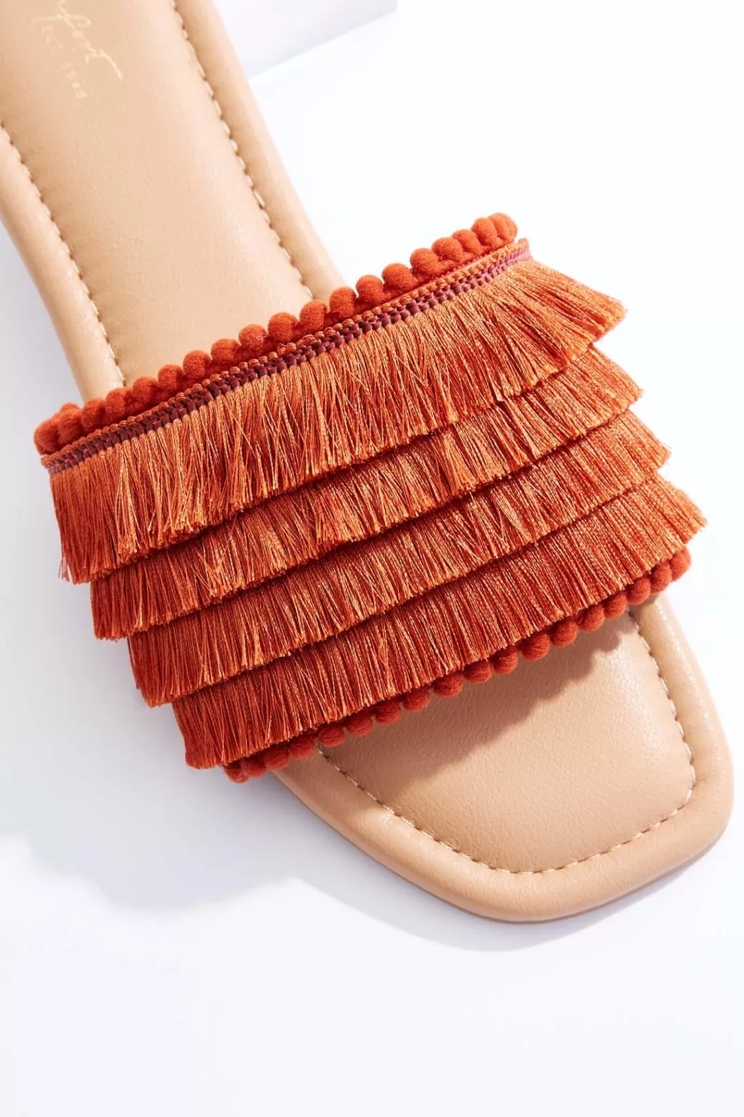 Cato Sandals | Flats | Tassel Pom Slide Sandals