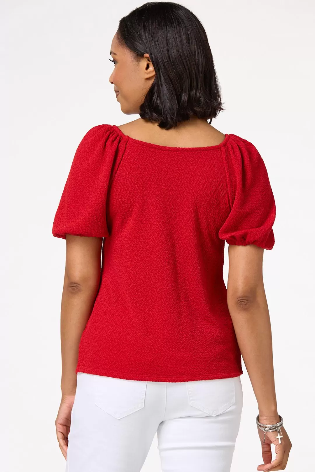 Cato Tops | Textured Puff Sleeve Top