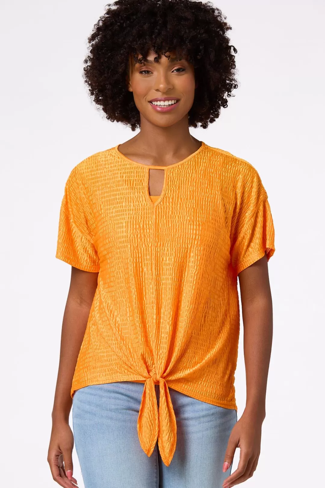 Cato Tops | Textured Tie Hem Top