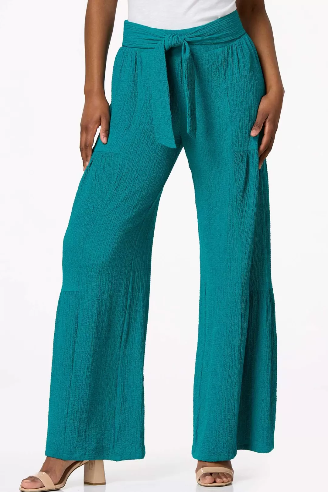 Cato Pants | Textured Tie Waist Pants