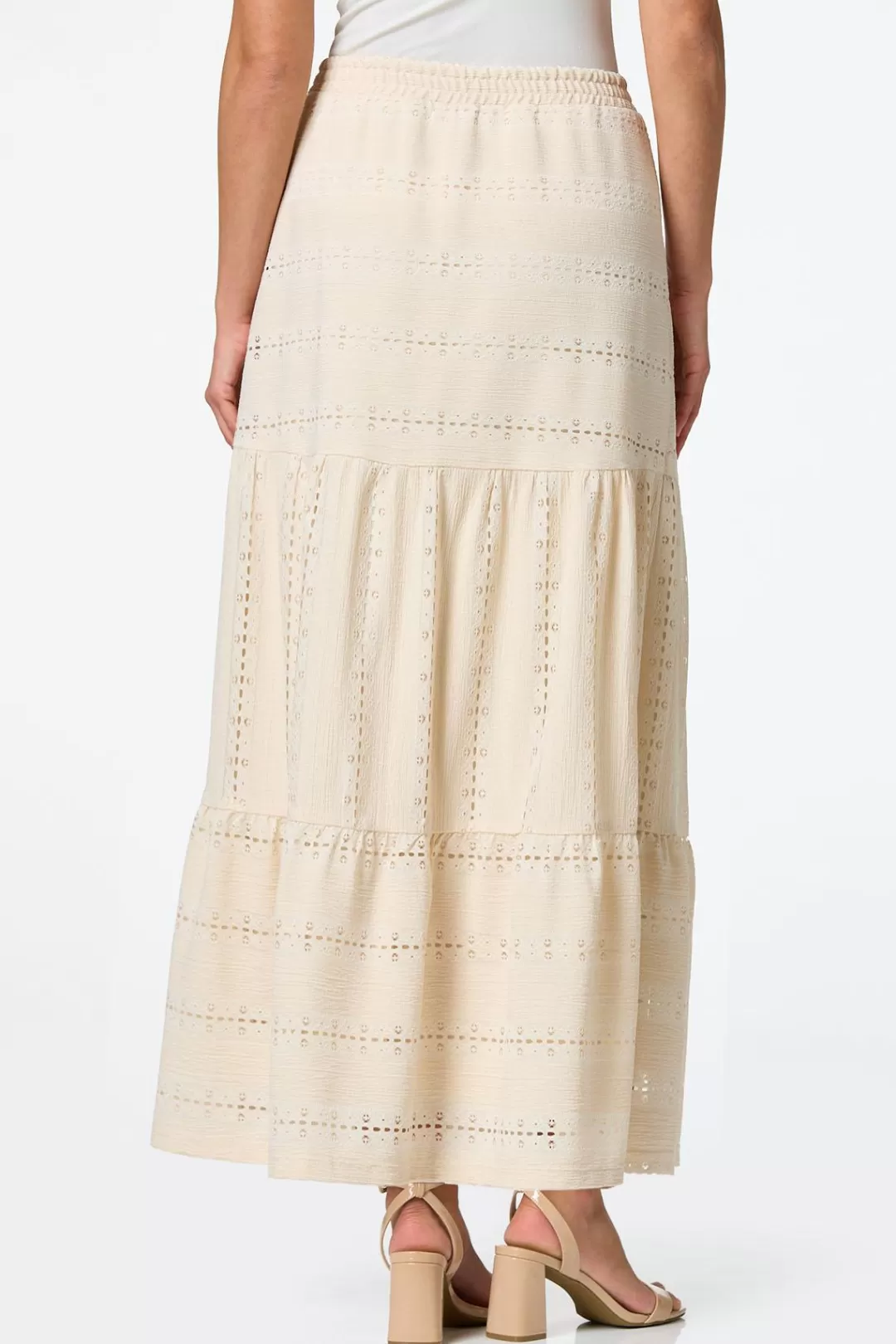 Cato Skirts | Tiered Eyelet Maxi Skirt