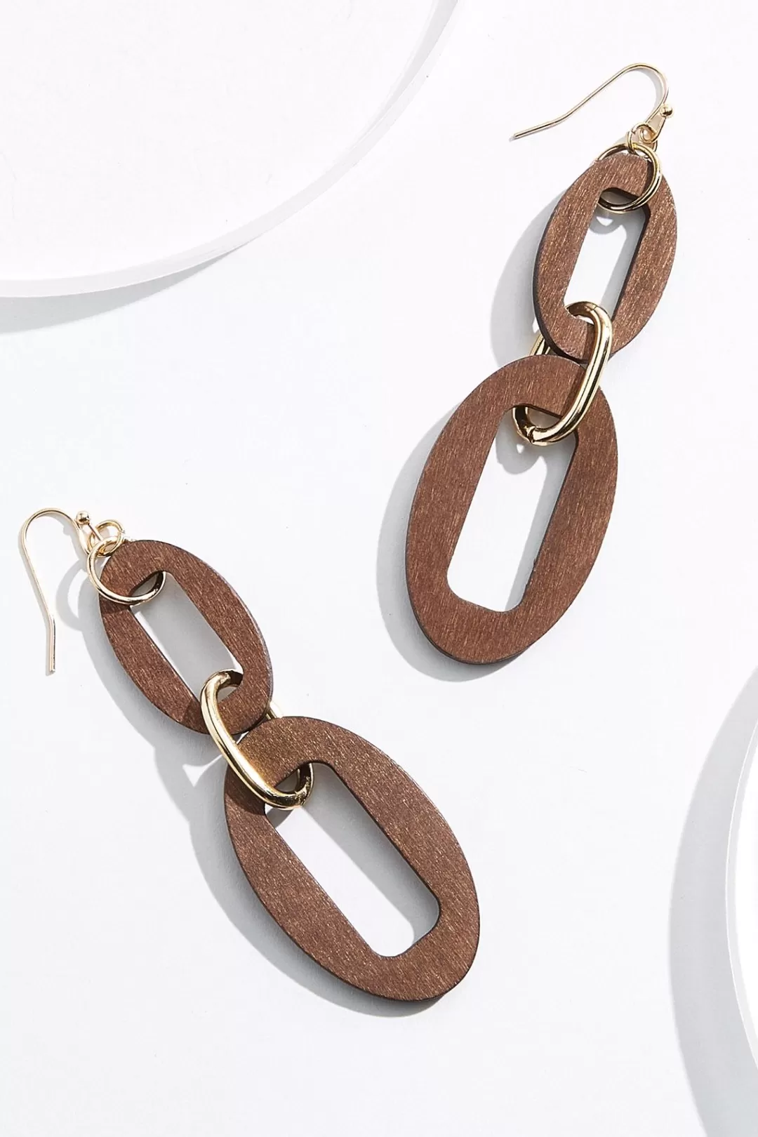 Cato Earrings | Tiered Wood Link Earrings