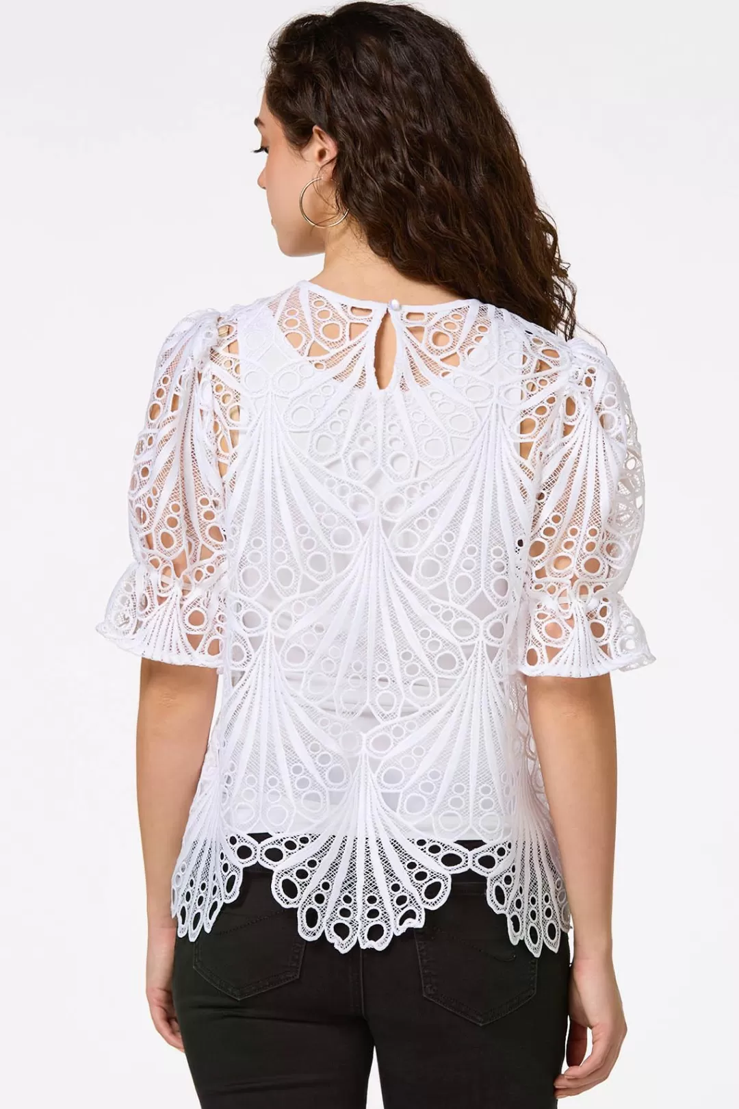 Cato Tops | White Crochet Top