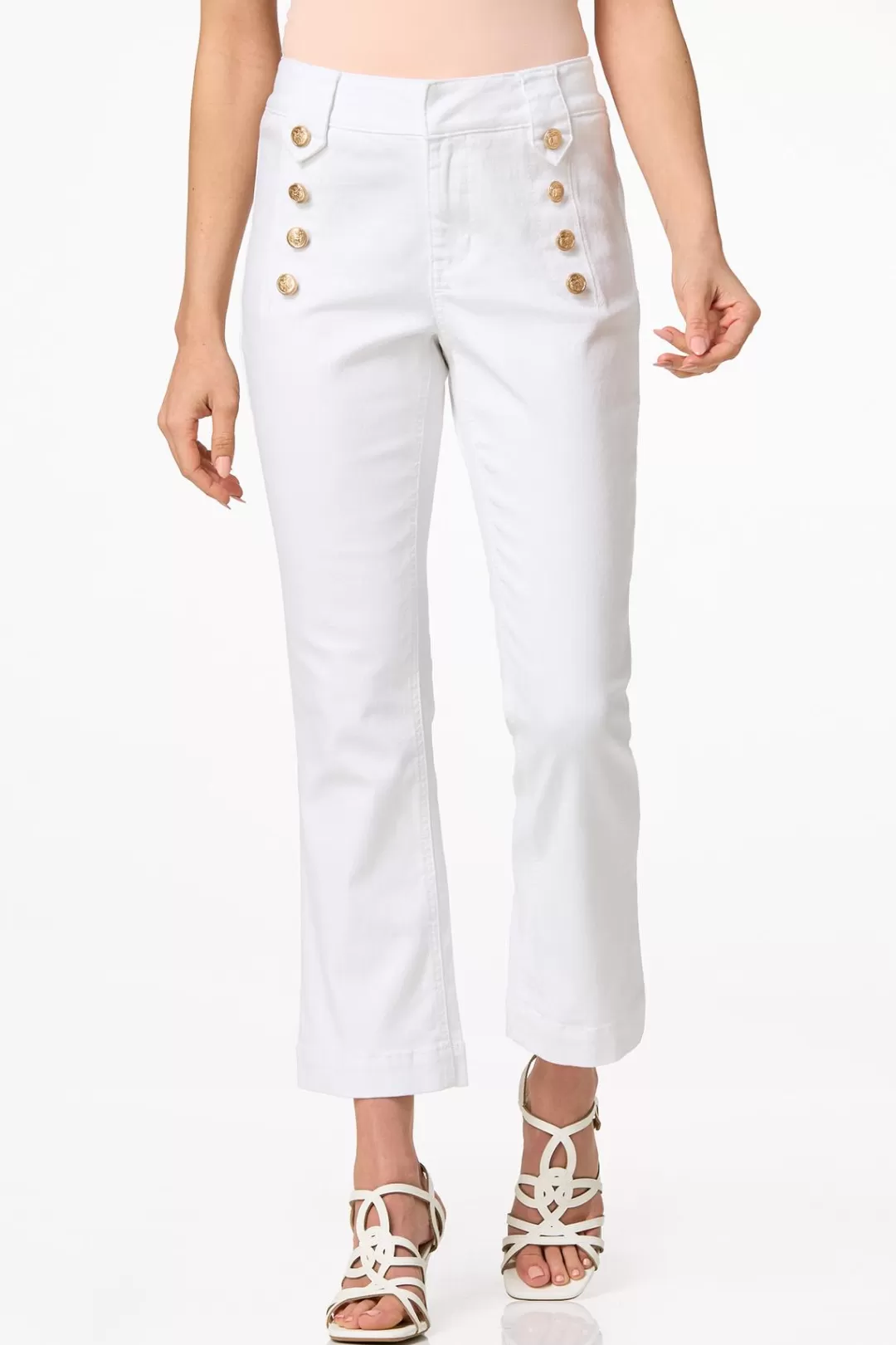 Cato Jeans | White Sailor Button Jeans