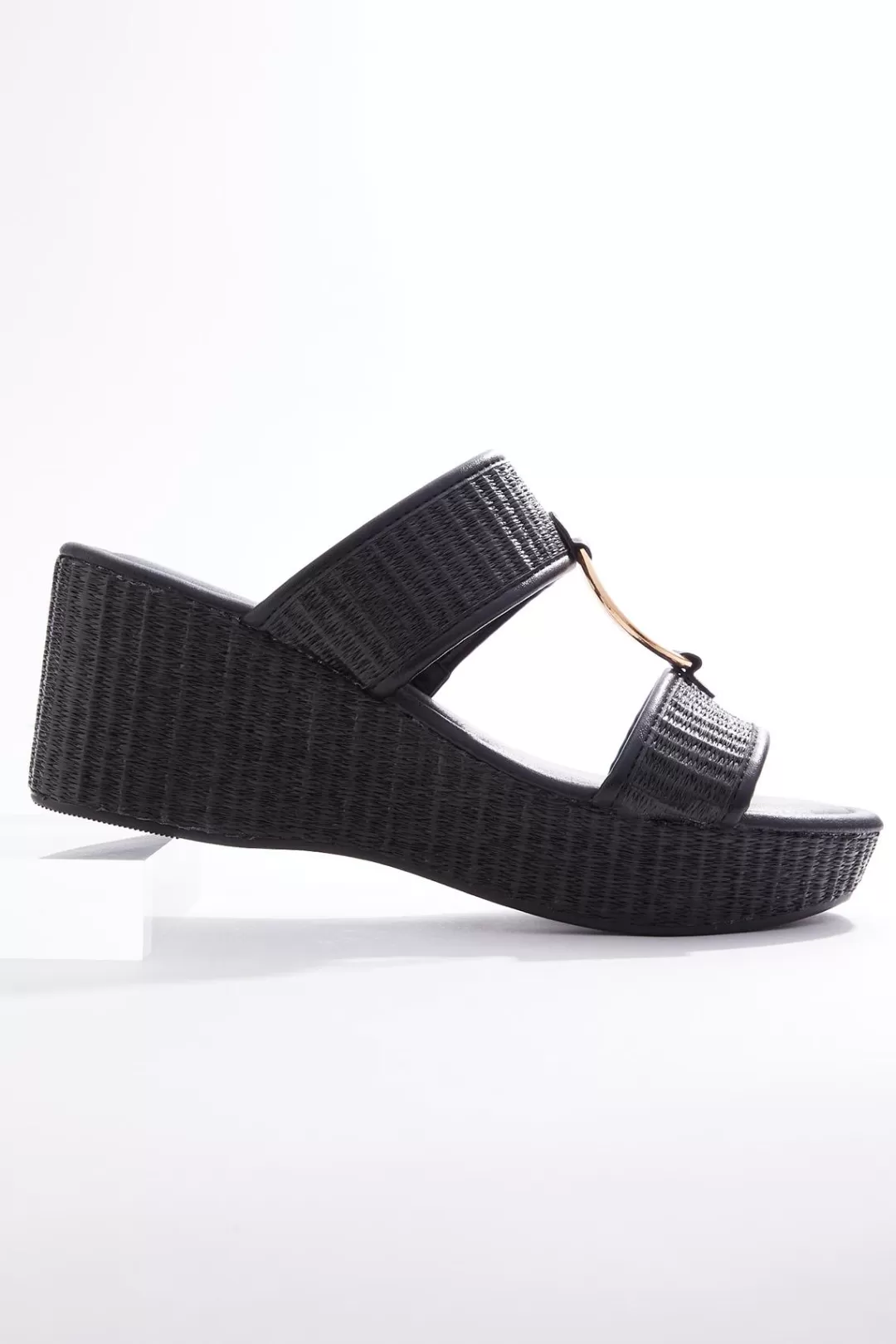 Cato Wide Width | Wide Width Raffia Two Band Wedges