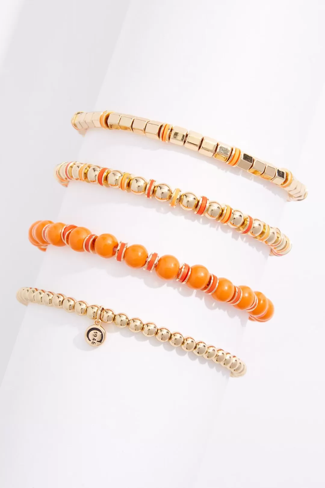 Cato Bracelets | Wood Ball Gold Stretch Bracelet Set