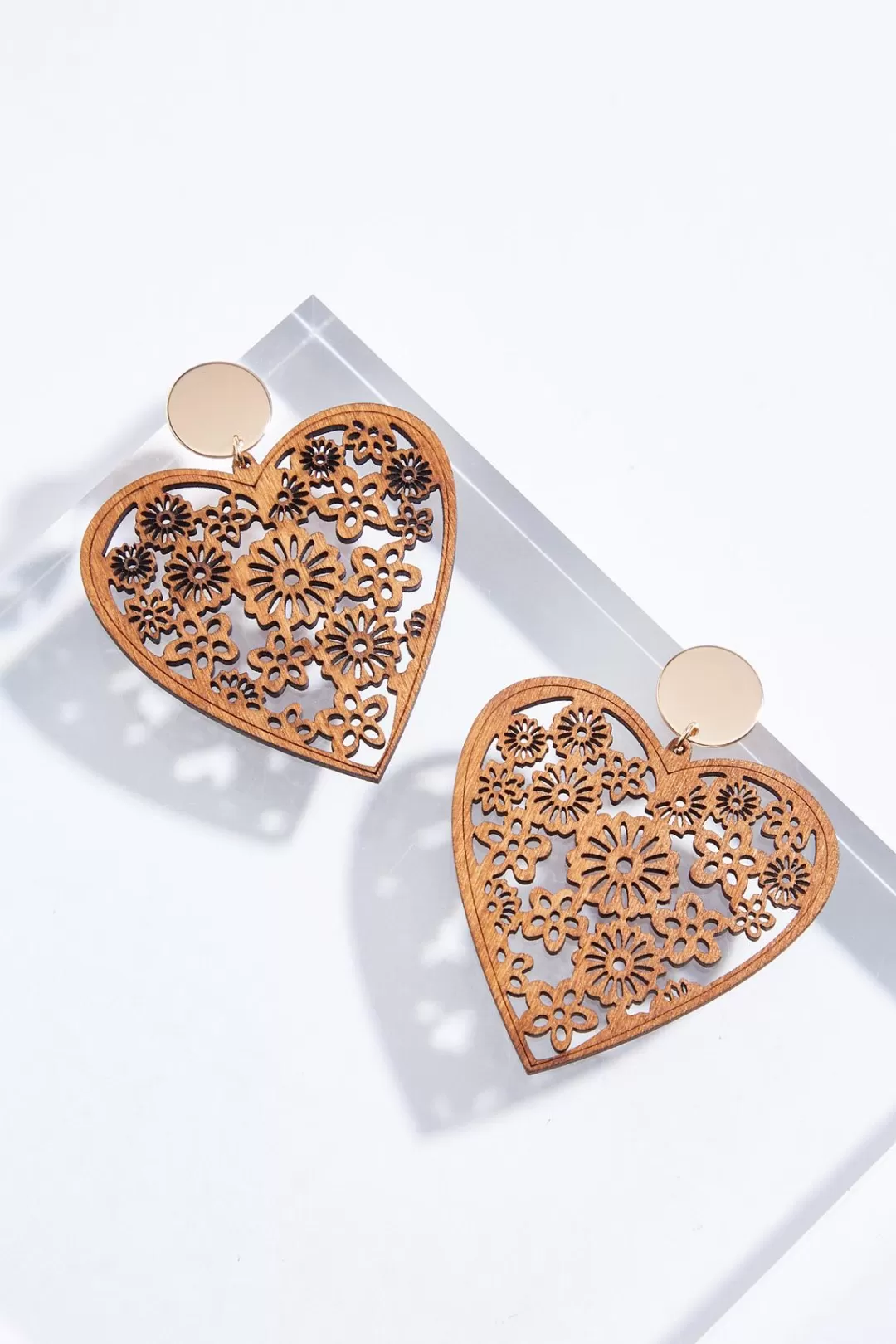 Cato Earrings | Wood Heart Earrings