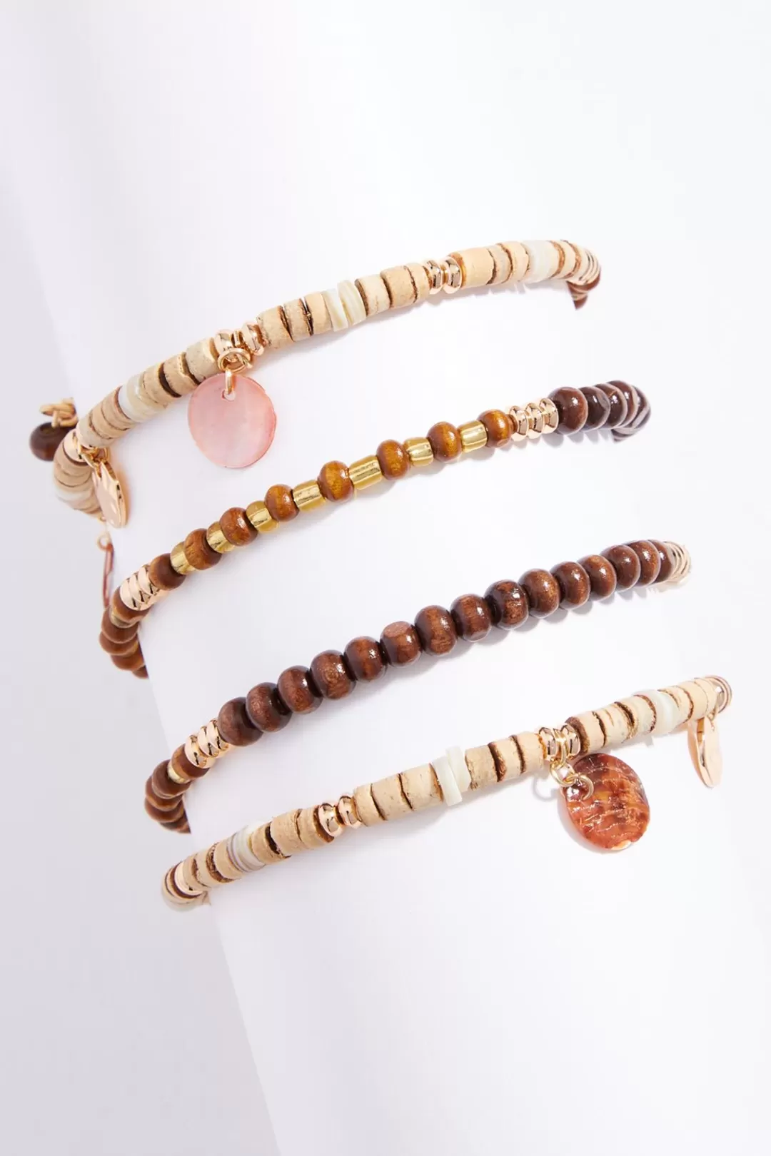 Cato Bracelets | Wood Multi Shape Coil Bracelet