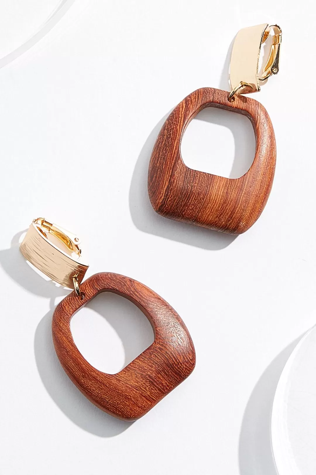 Cato Earrings | Wood Ring Clip- On Earrings