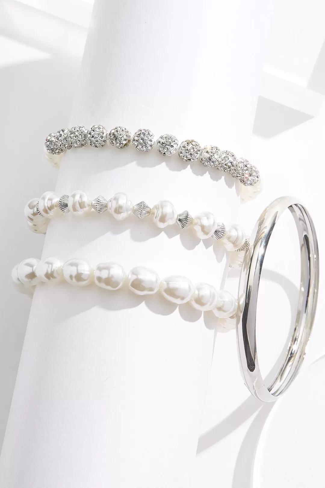 Cato Bracelets | Xl Pearl Bangle Stretch Bracelet Set