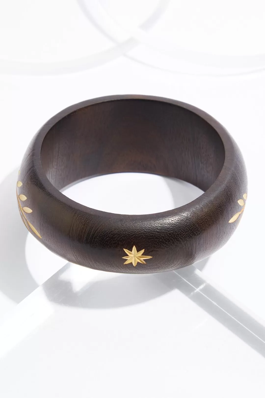 Cato Bracelets | Xl Wood Leaf Bangle