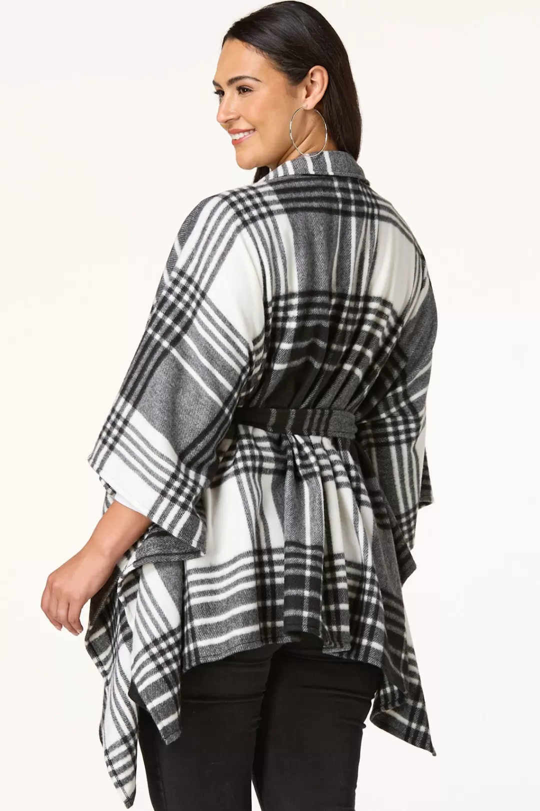 Cato Cold Weather | Zip Up Plaid Poncho